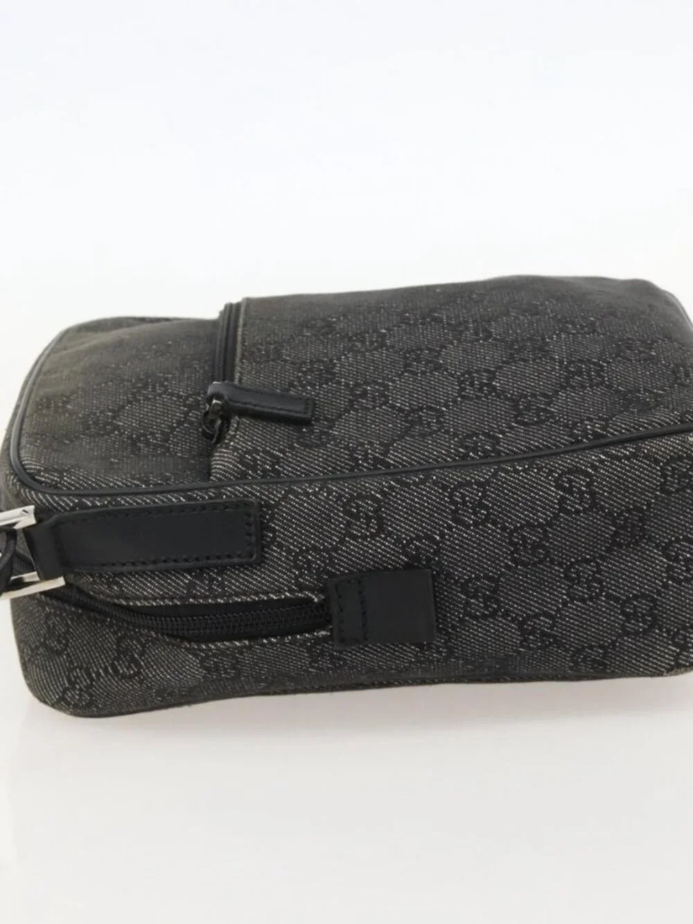 GUCCI GG Canvas Shoulder Bag Black Silver 03136 Auth 175385